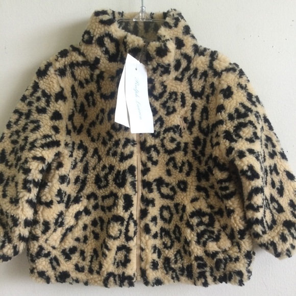RALPH LAUREN TODDLER GIRL OCELOT SHERPA FULL ZIP JACKET SIZE 12 MONTHS NWT - Picture 2 of 15